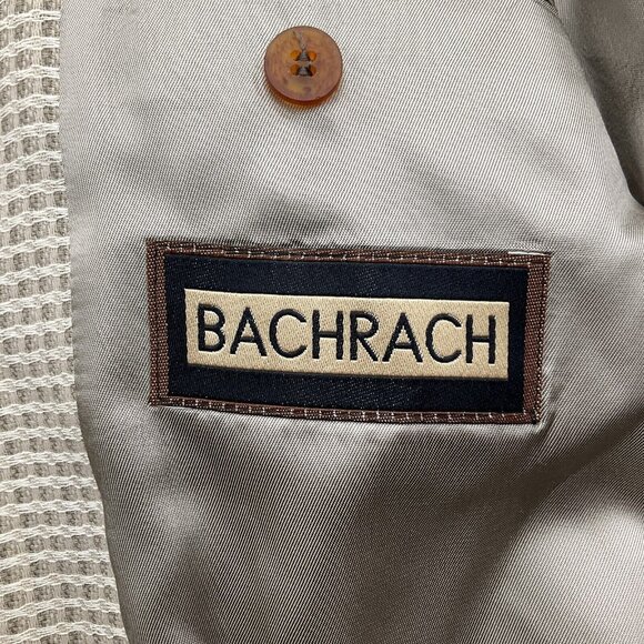 Bachrach Blazer Men 42L Beige Tan Check Tweed Classic Wool Jacket Canada VTG - Picture 11 of 14